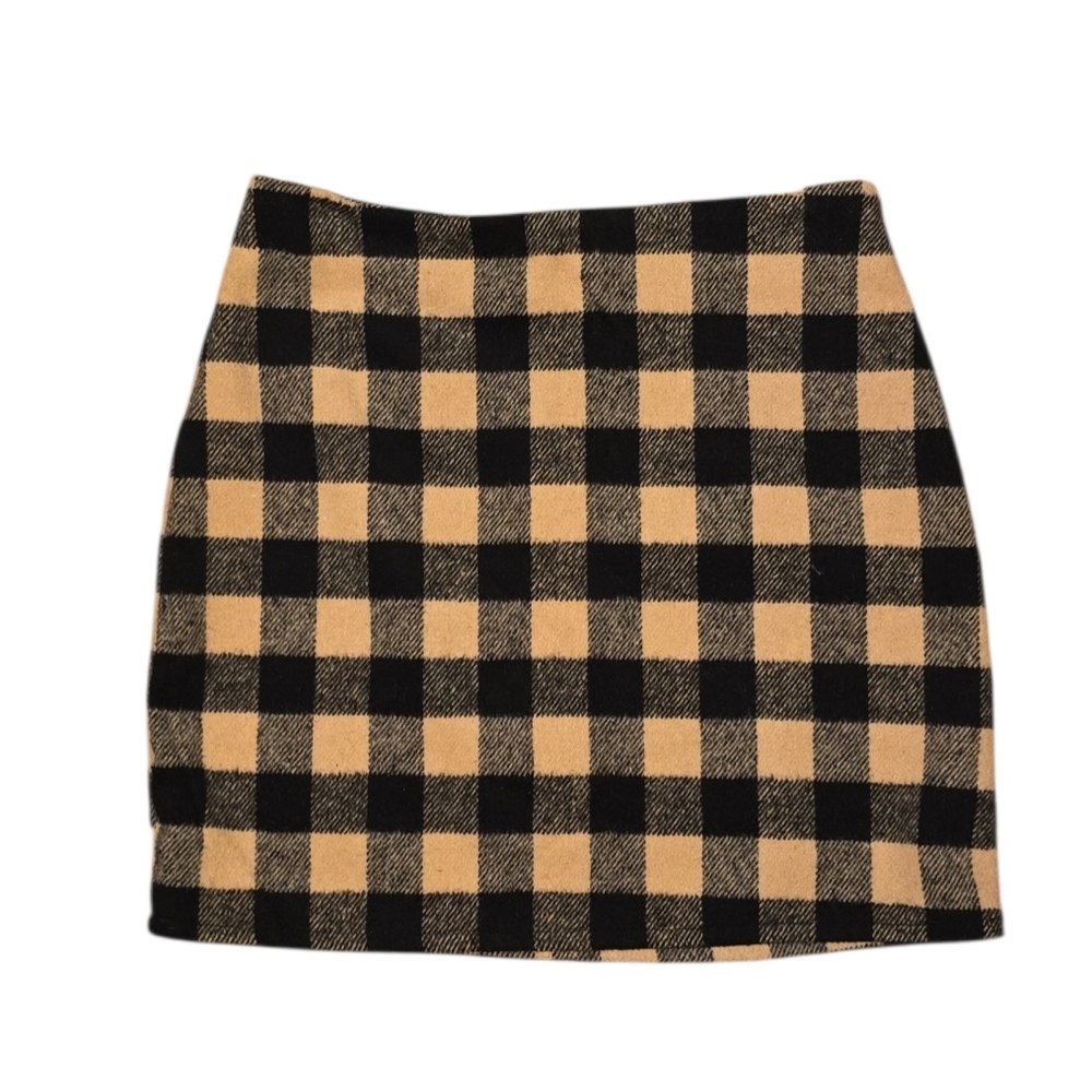 Primark Black and Tan Check Mini Skirt